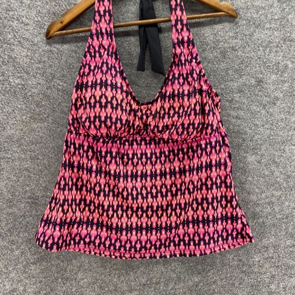 A New Approach Tankini Top Women 16W Plus Pink Striped Sleeveless Halter Neck - Picture 4 of 8